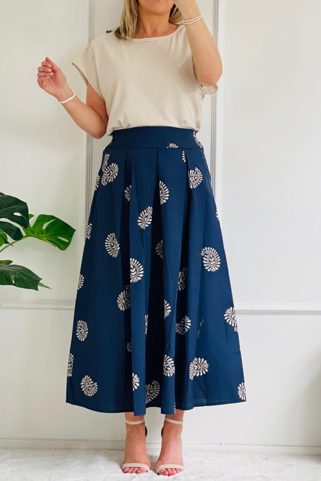 Darcy Paisley Print Maxi Skirt | Navy