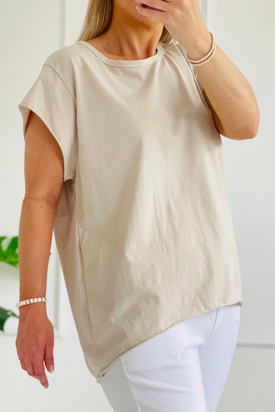 Allie Soft Cotton T Shirt | Beige