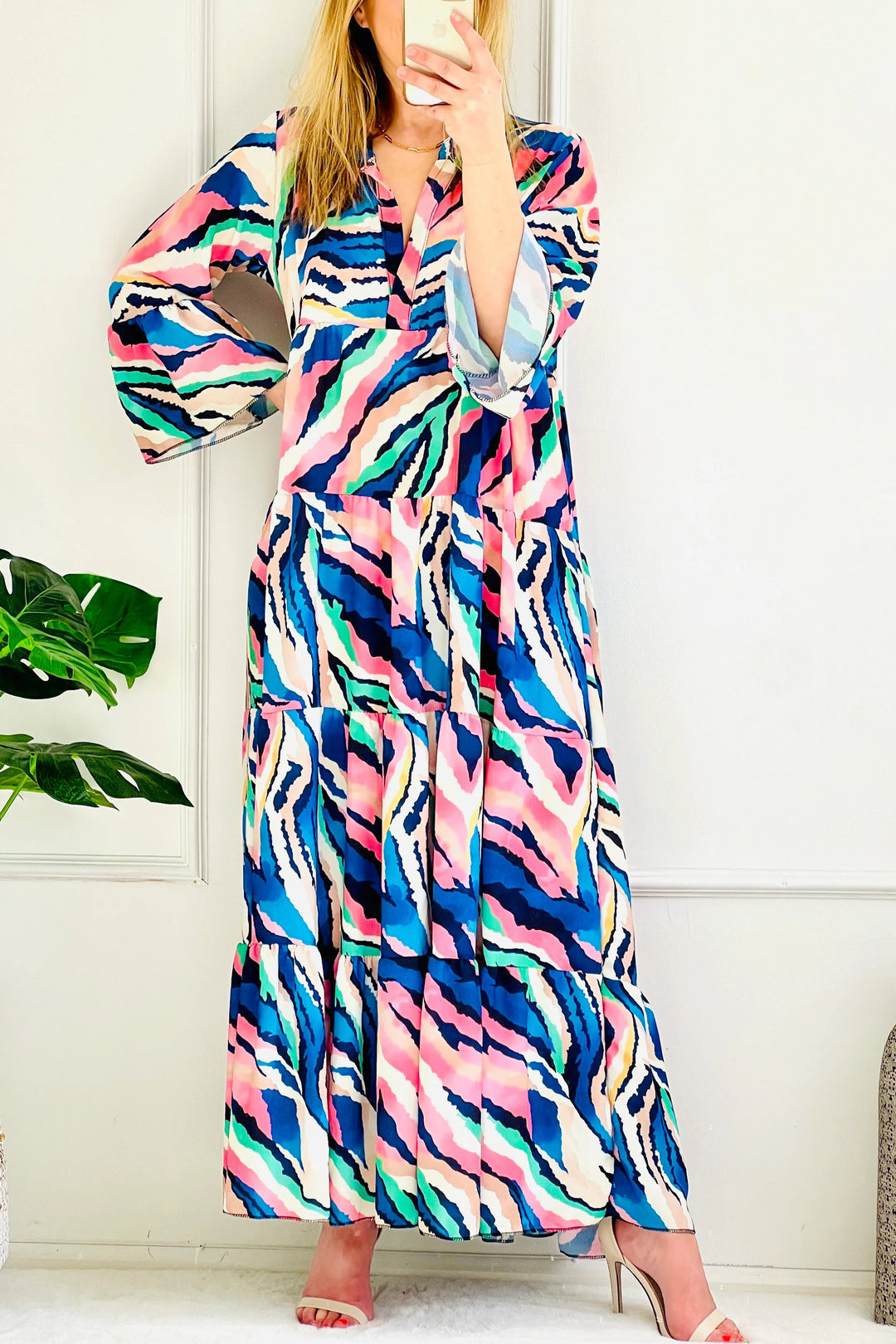 Erin Abstract Floral Maxi Dress | Blues