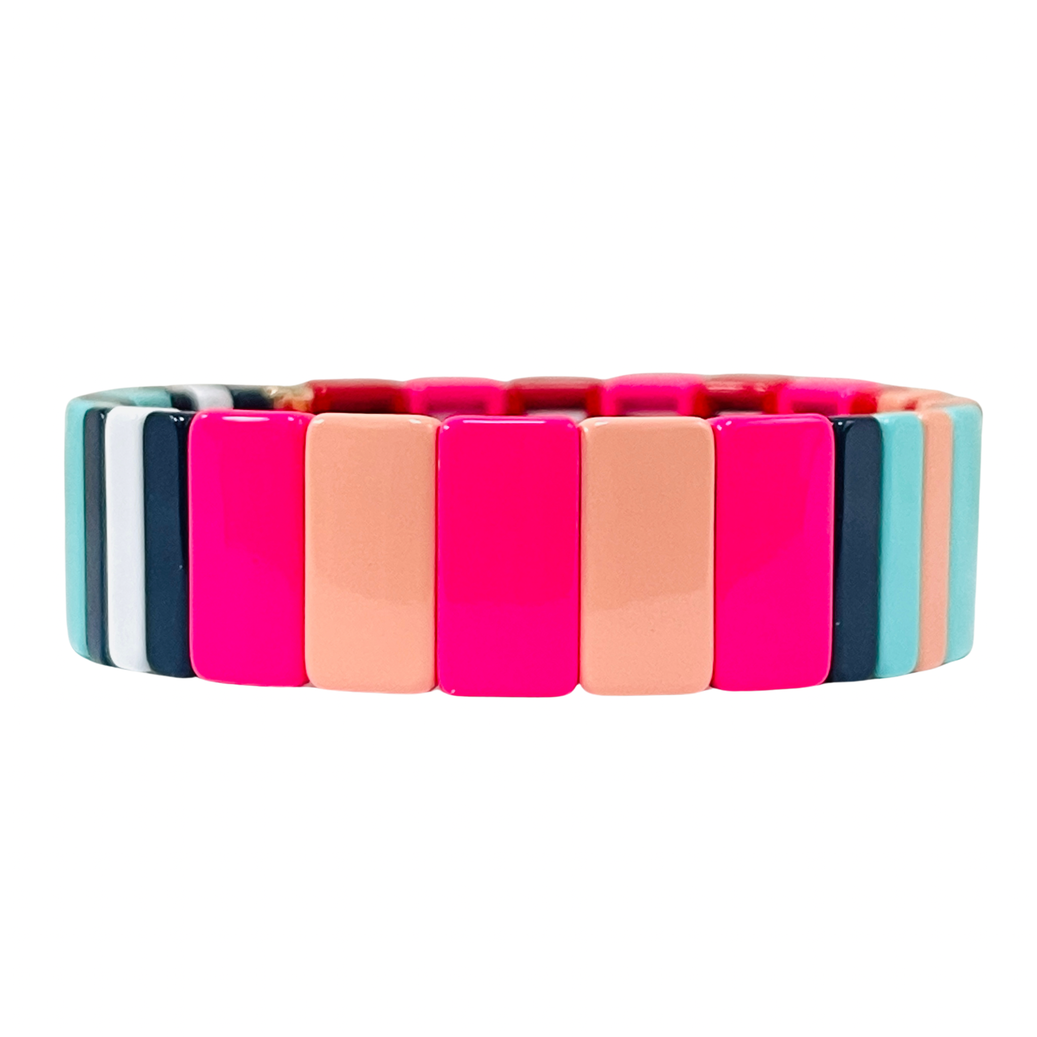 *** PRE ORDER *** (DISPATCH FROM 5/2) Boho Enamel Tile Bracelet | Chunky Neon Pink & Blue