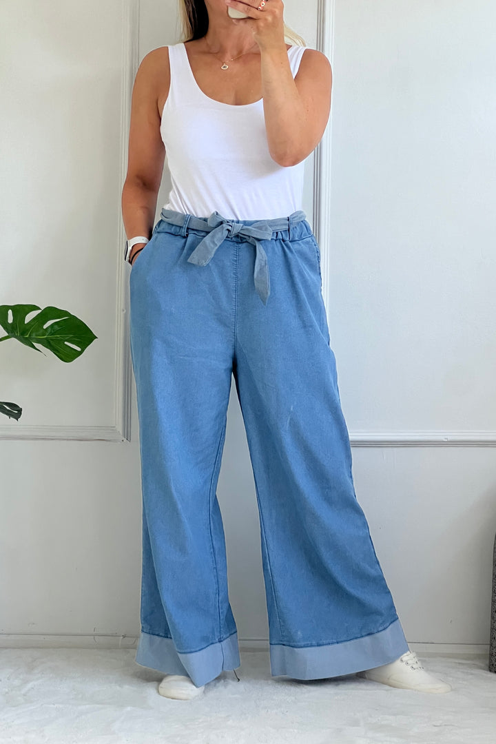 Jessica Wide Leg Trousers | Light Wash