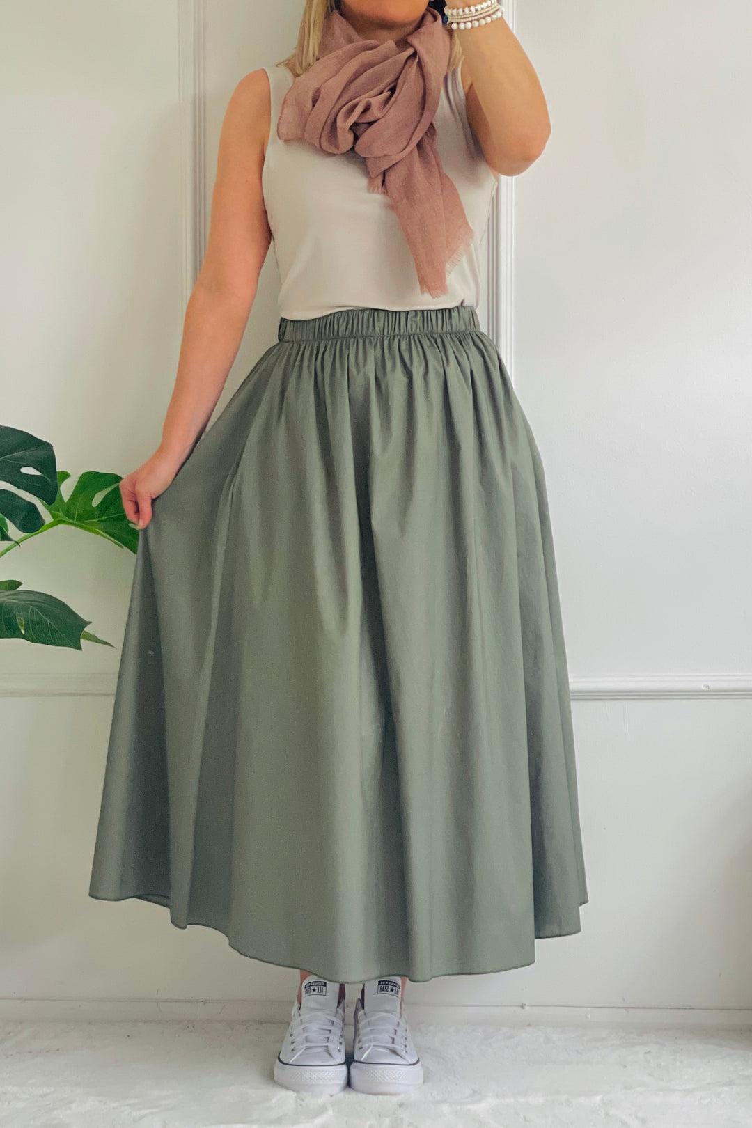 Laurel Cotton Maxi Skirt | Khaki