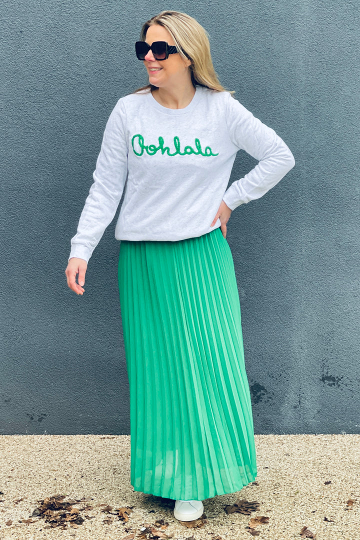 Pleated Maxi Skirt | Emerald Green