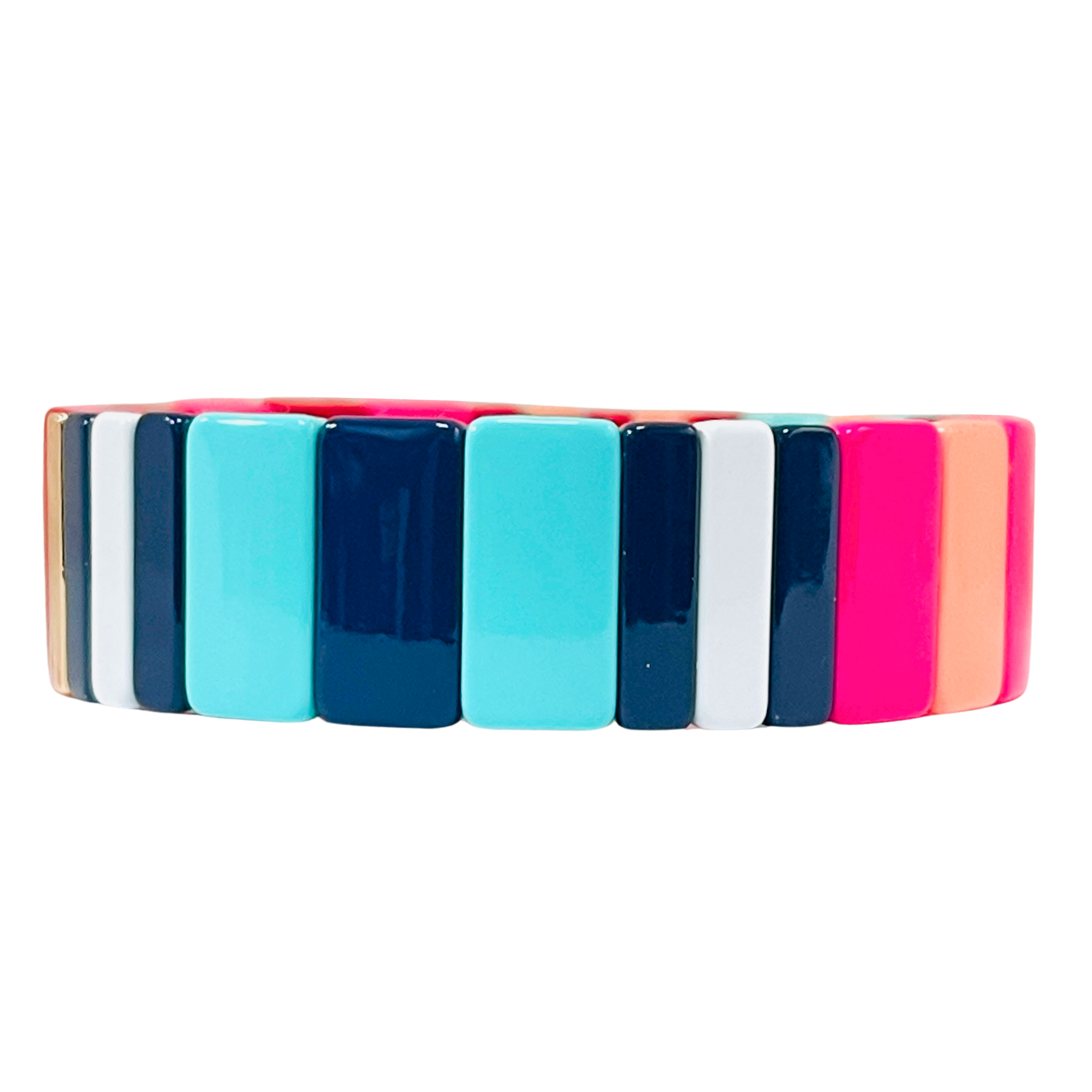 *** PRE ORDER *** (DISPATCH FROM 5/2) Boho Enamel Tile Bracelet | Chunky Neon Pink & Blue