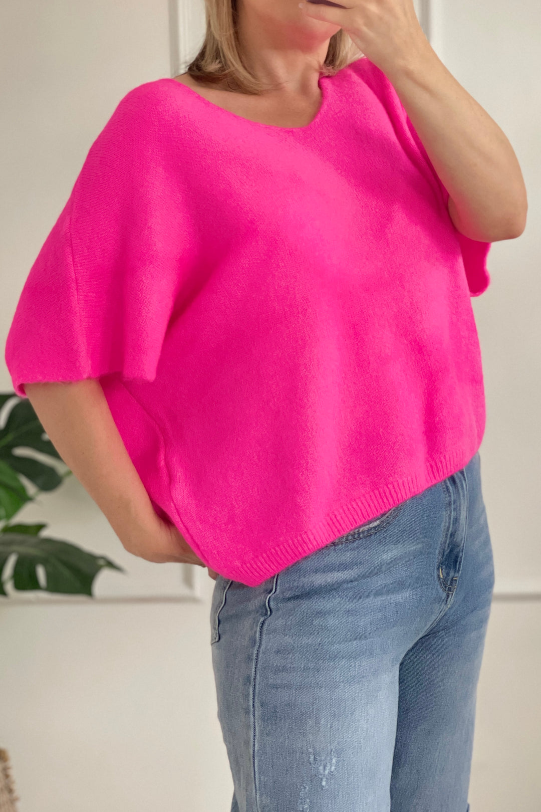 Ashley Fine Knit Jumper | Neon Pink