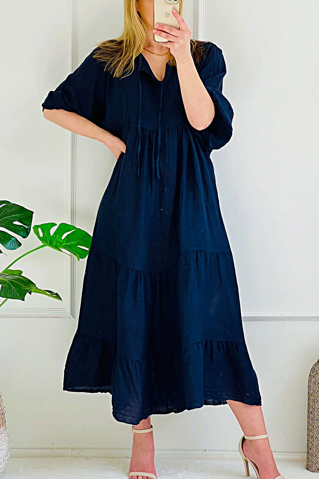 Celeste Linen Maxi Dress | Navy
