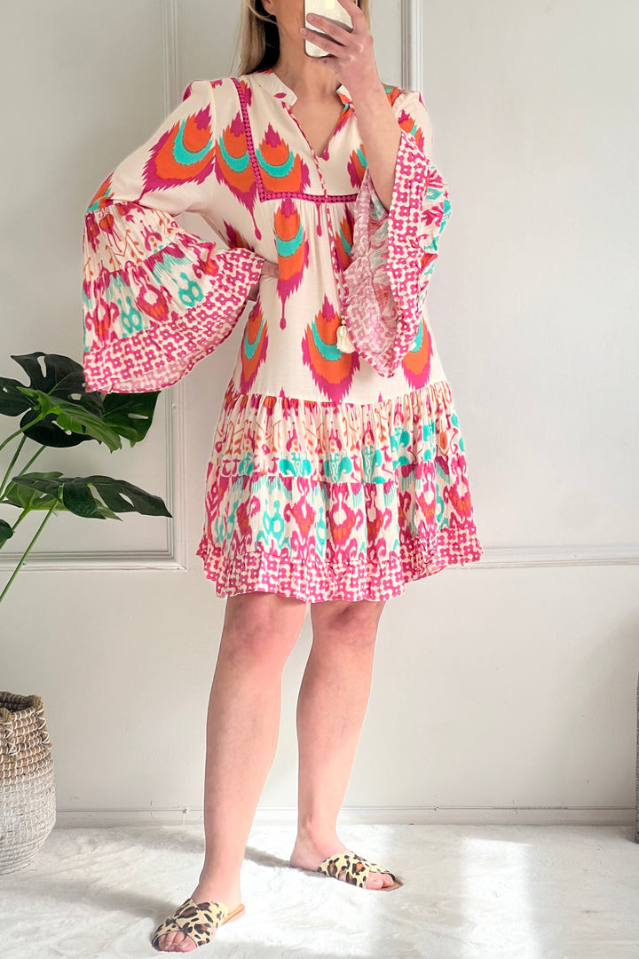 Katie Boho Dress | Pink x Orange
