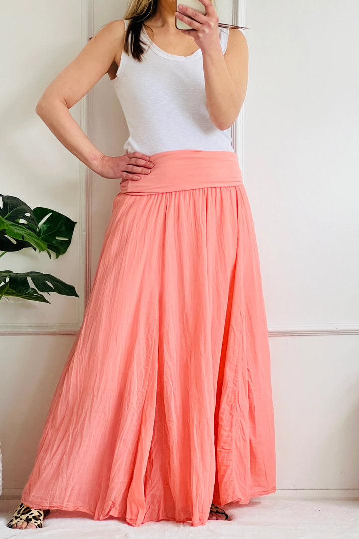 Antibes Cotton Maxi Skirt | Peach