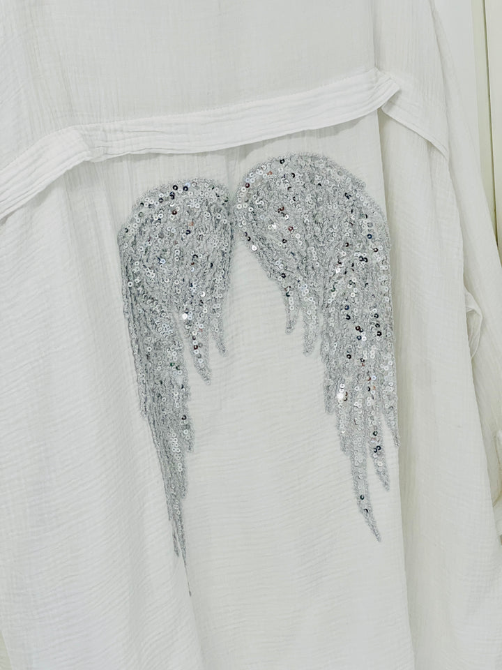 Angel Wing Oversized Blouse | White