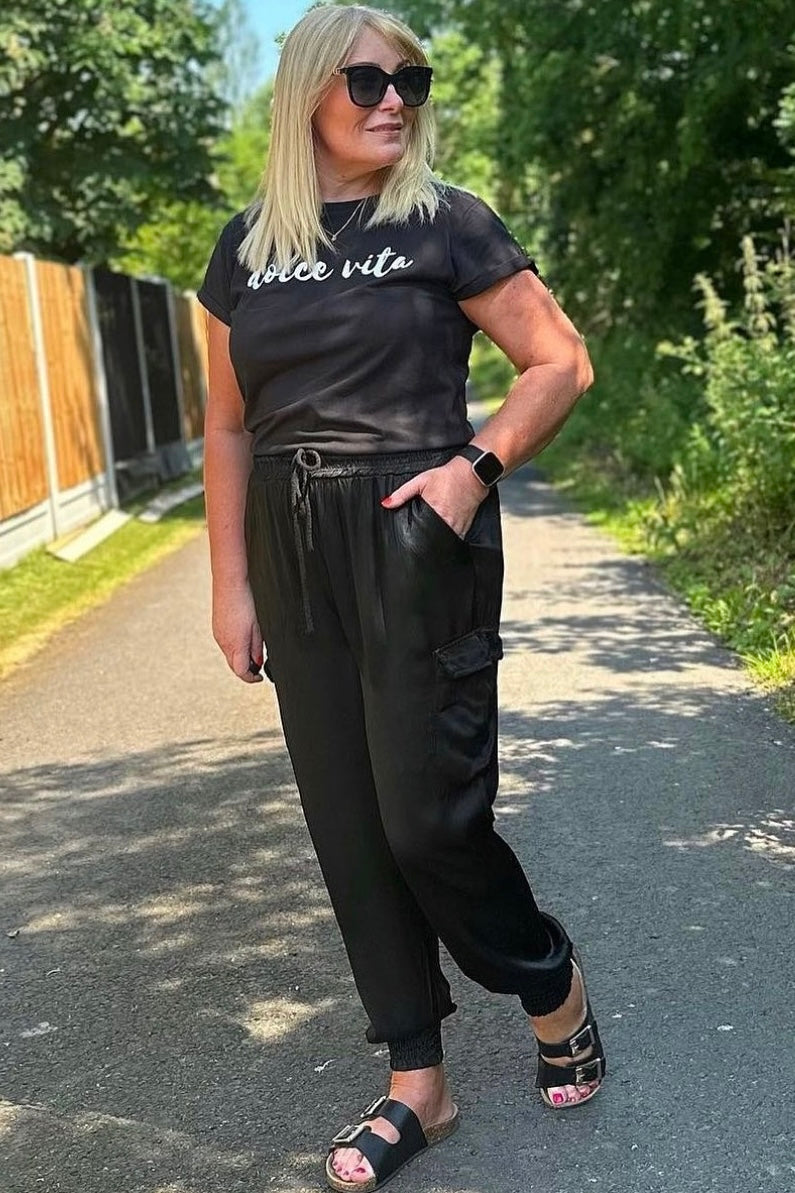 Dolce Vita Organic Cotton T Shirt | Black x White