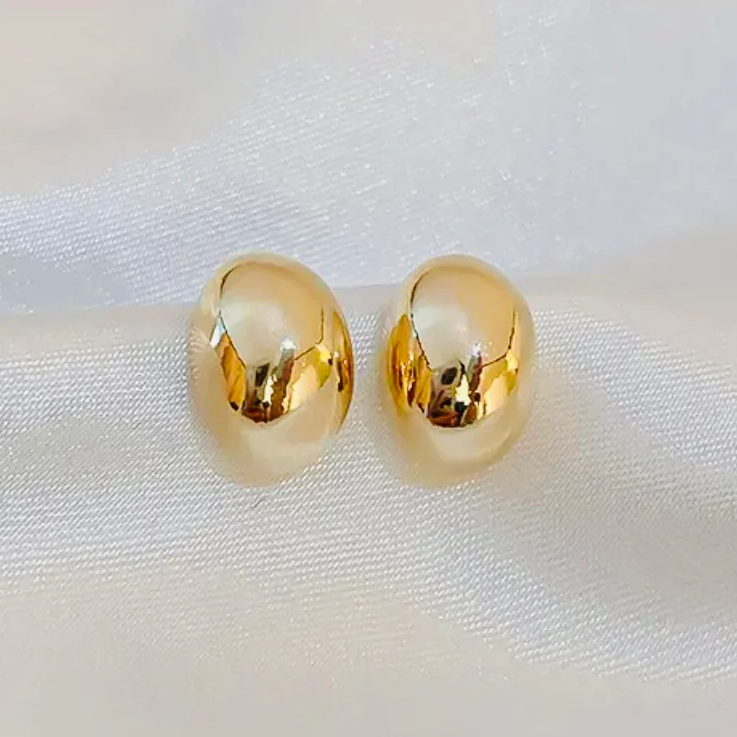 Mini Chunky Dome Drop Stainless Steel Earrings | Gold