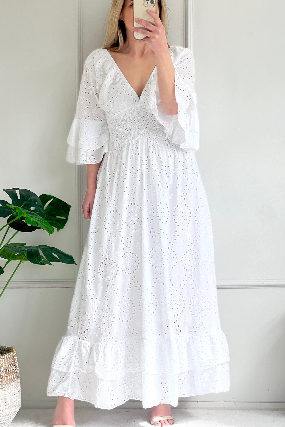 Amalfi Broderie Maxi Dress | White
