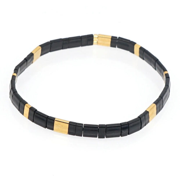 Boho Tila Bracelet | Black x Gold