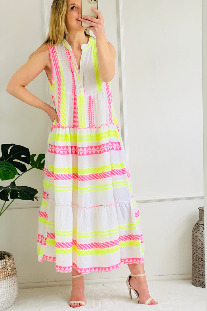 Zante Dress | Neon Pink x Yellow