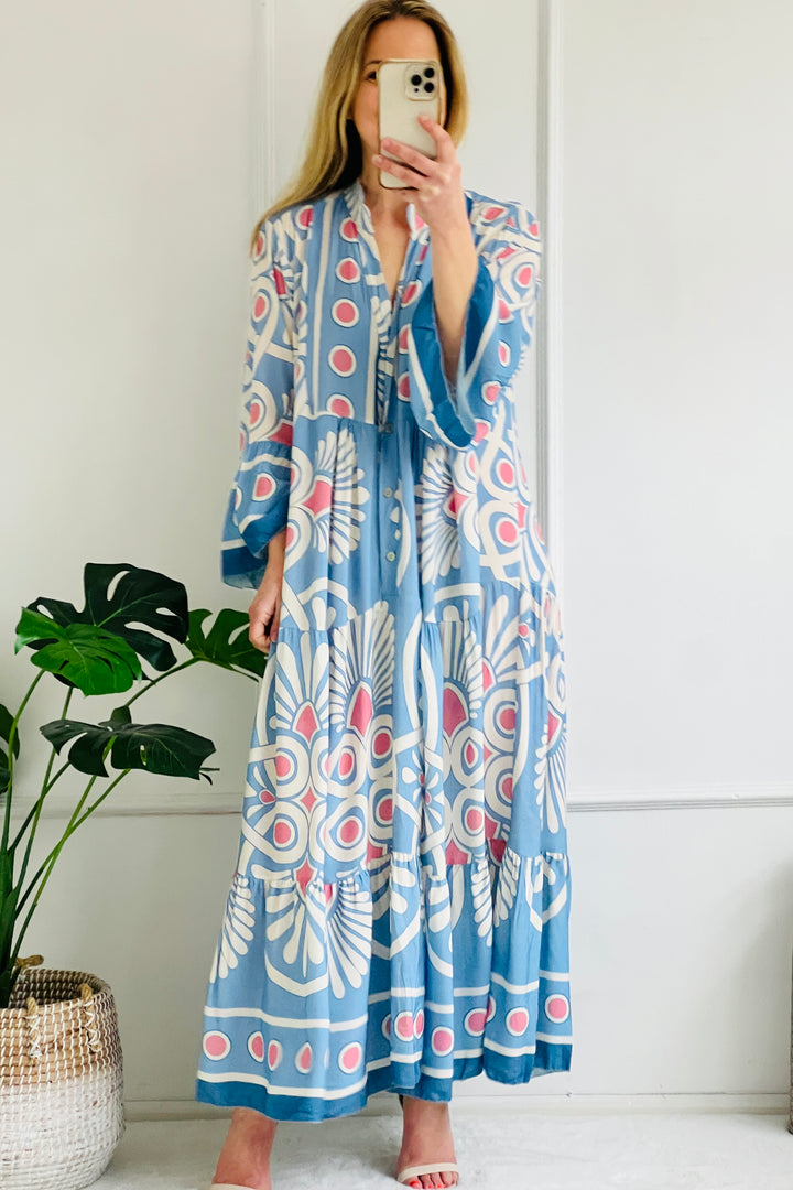 Marissa Maxi Dress | Sky Blue & Pink