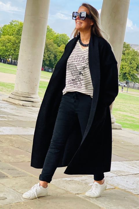 Kiera Patch Pocket Coat | Black