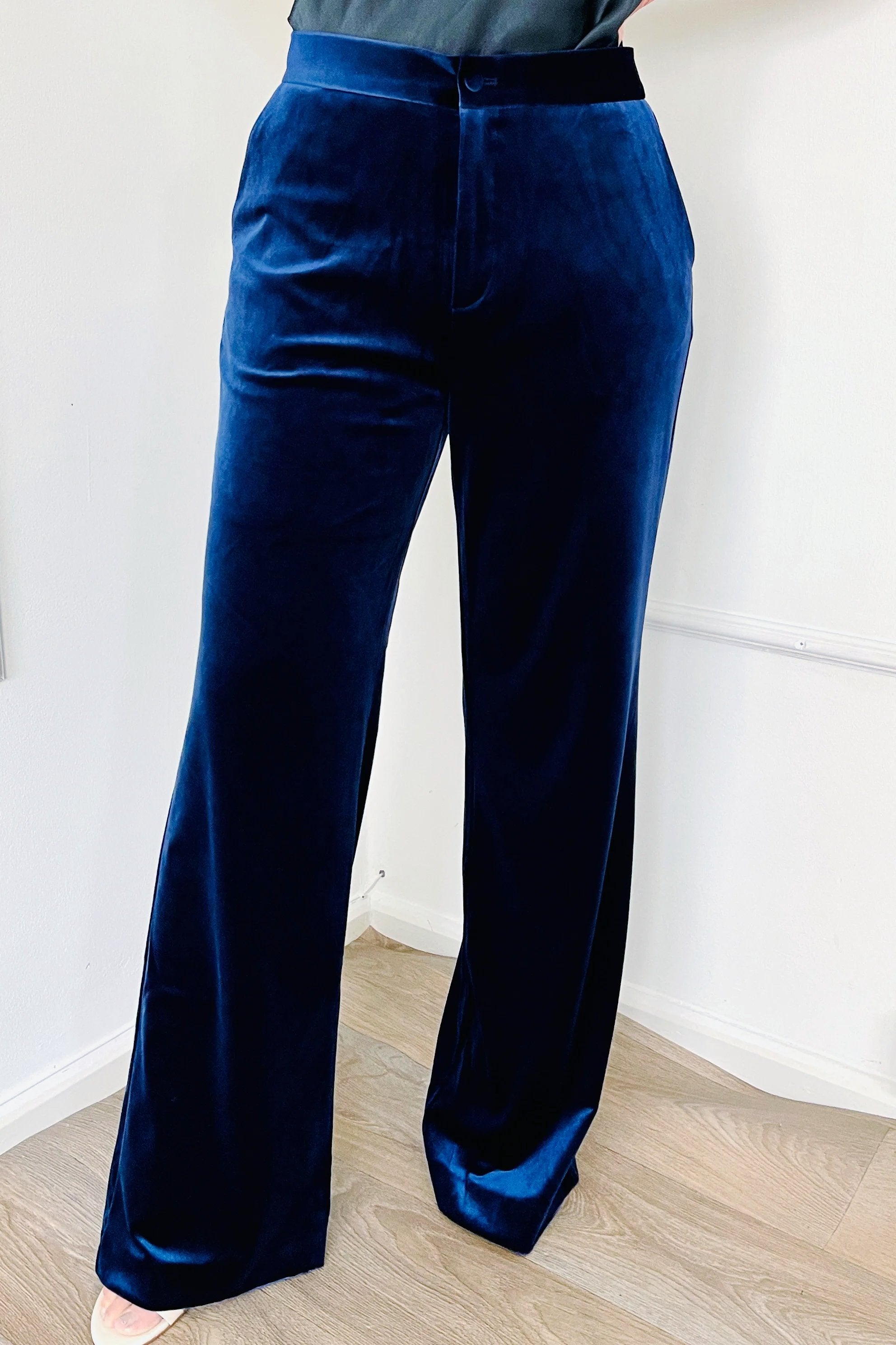 Buy CONTRAST TRIM BLUE STRAIGHT TROUSER for Women Online in India