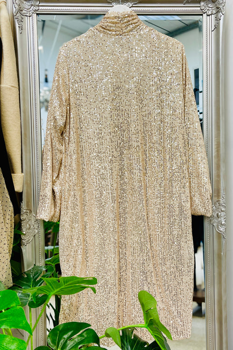 Lanie Sequin Duster Coat | Champagne