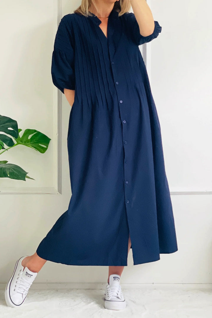 Diana Cotton Shirt Dress | Navy