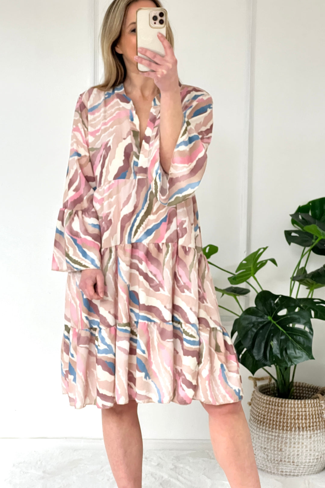 Emi Boho Abstract Dress | Taupes