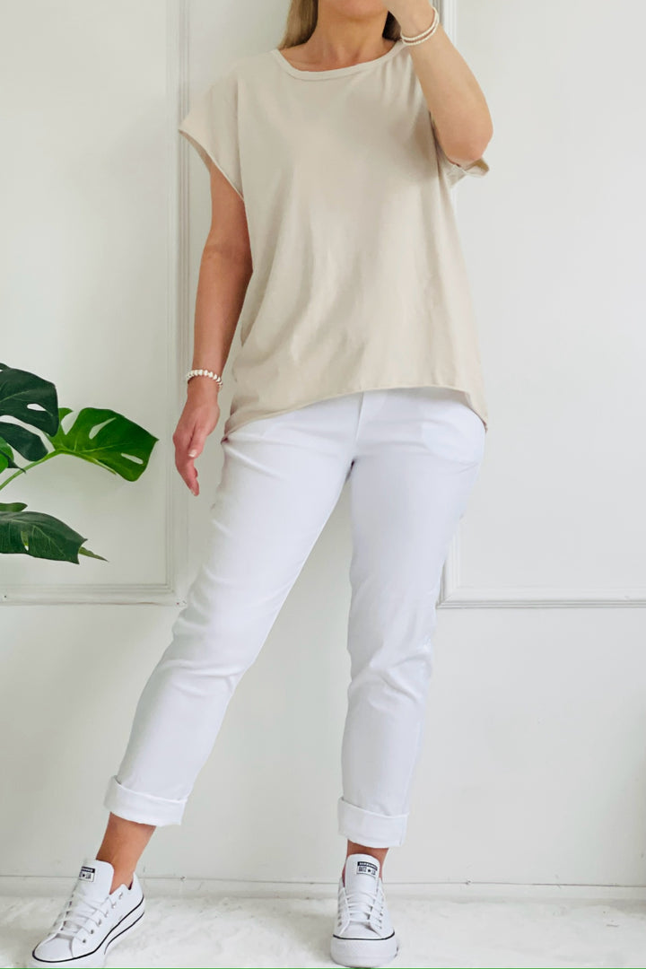 Allie Soft Cotton T Shirt | Beige