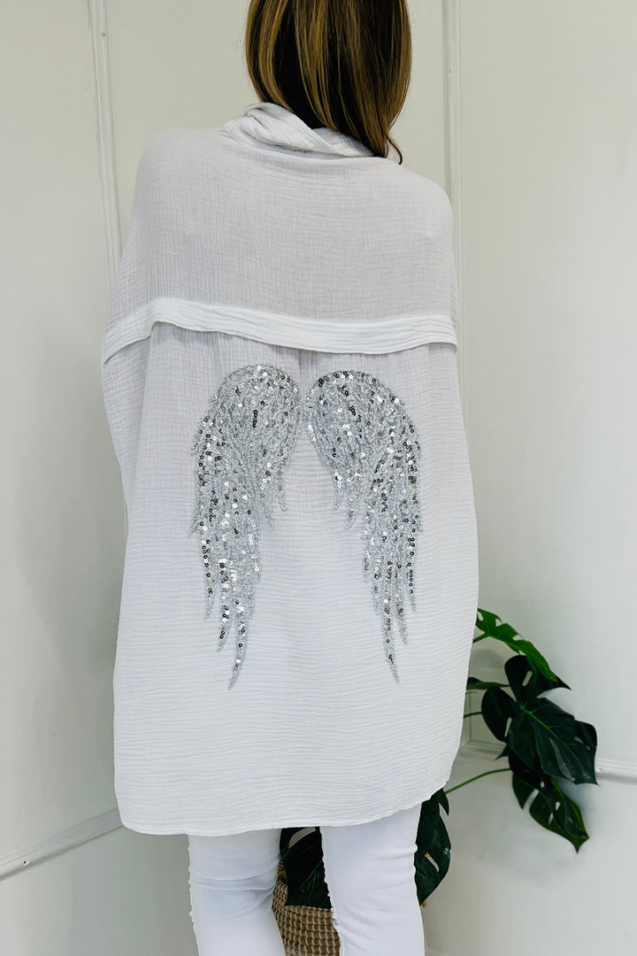 Angel Wing Oversized Blouse | White