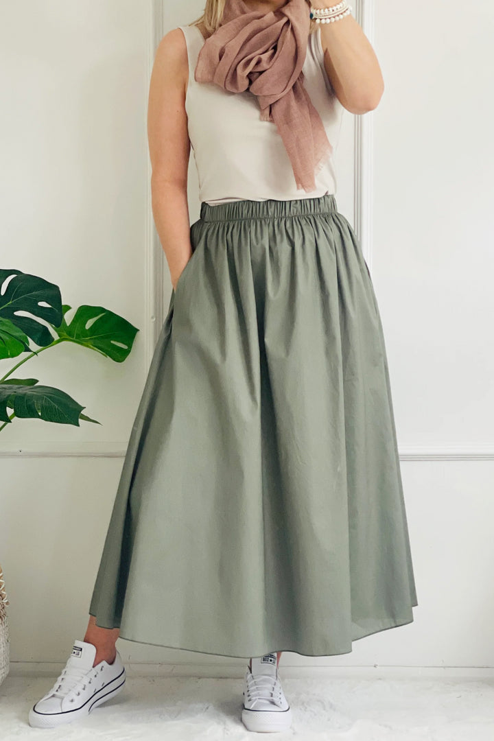 Laurel Cotton Maxi Skirt | Khaki