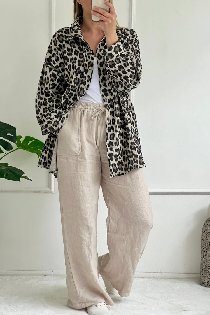 Sia Cotton Oversize Blouse | Leopard Print