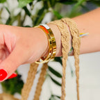 Cooper Enamel Oval Hinged Stainless Steel Bangle | 4mm Width