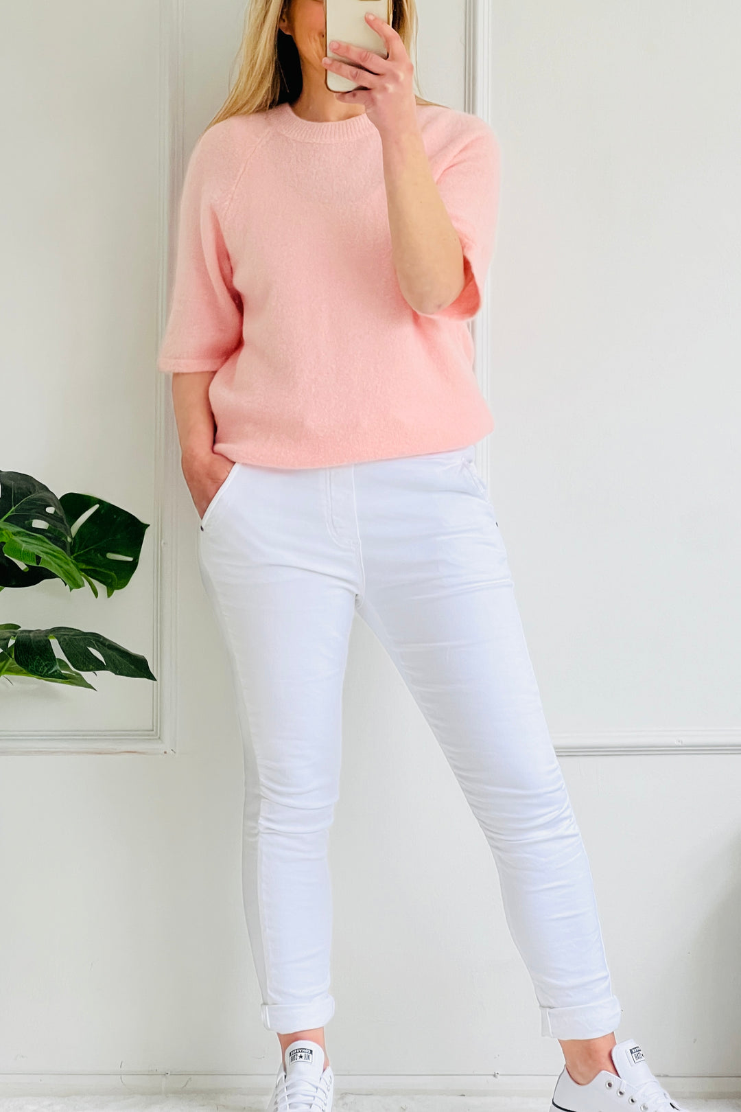 Charlotte Crew Knit Jumper | Pastel Pink