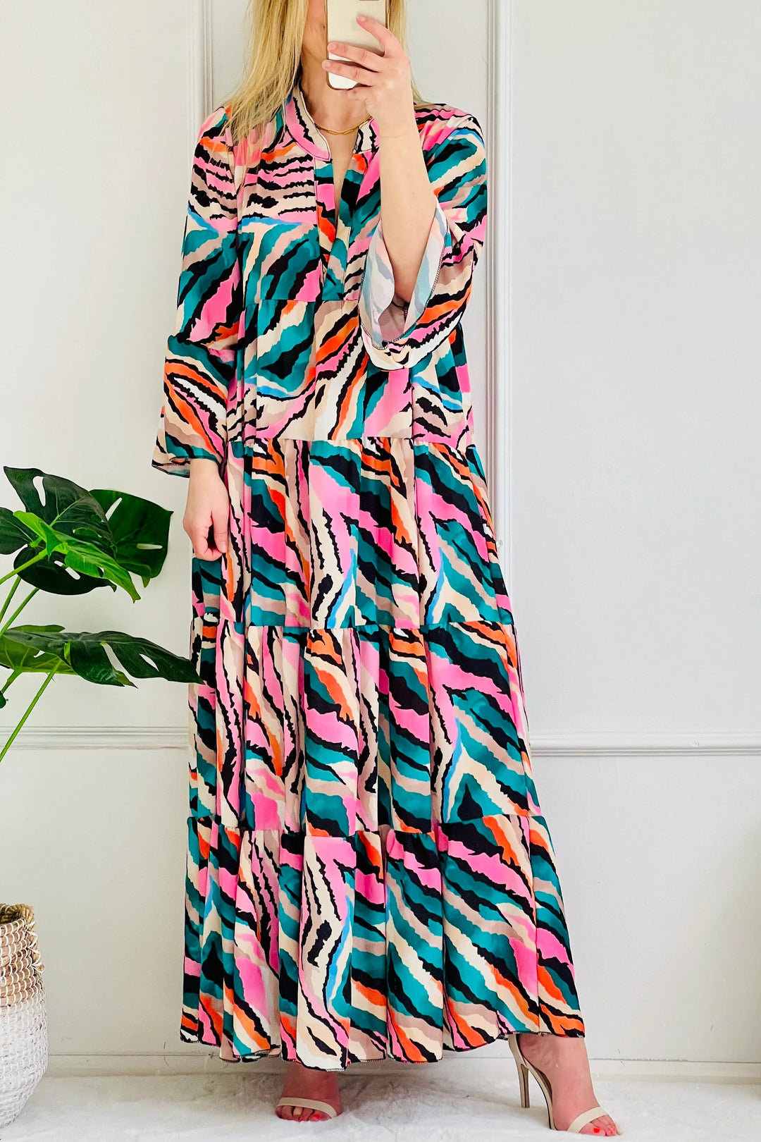Erin Abstract Floral Maxi Dress | Greens