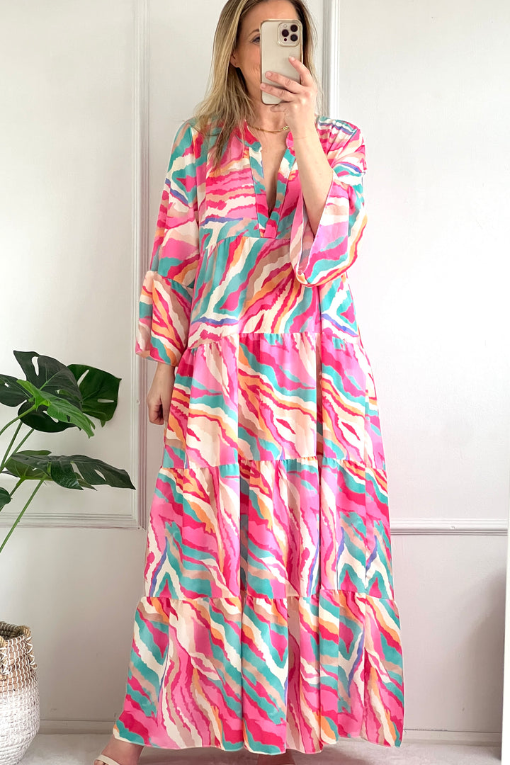 Erin Abstract Floral Maxi Dress | Pinks