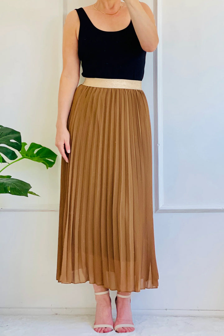 Pleated Maxi Skirt | Caramel