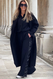 Kris Sequin Side Stripe Trousers | Black