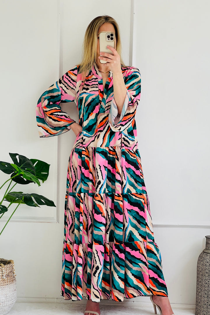 Erin Abstract Floral Maxi Dress | Greens
