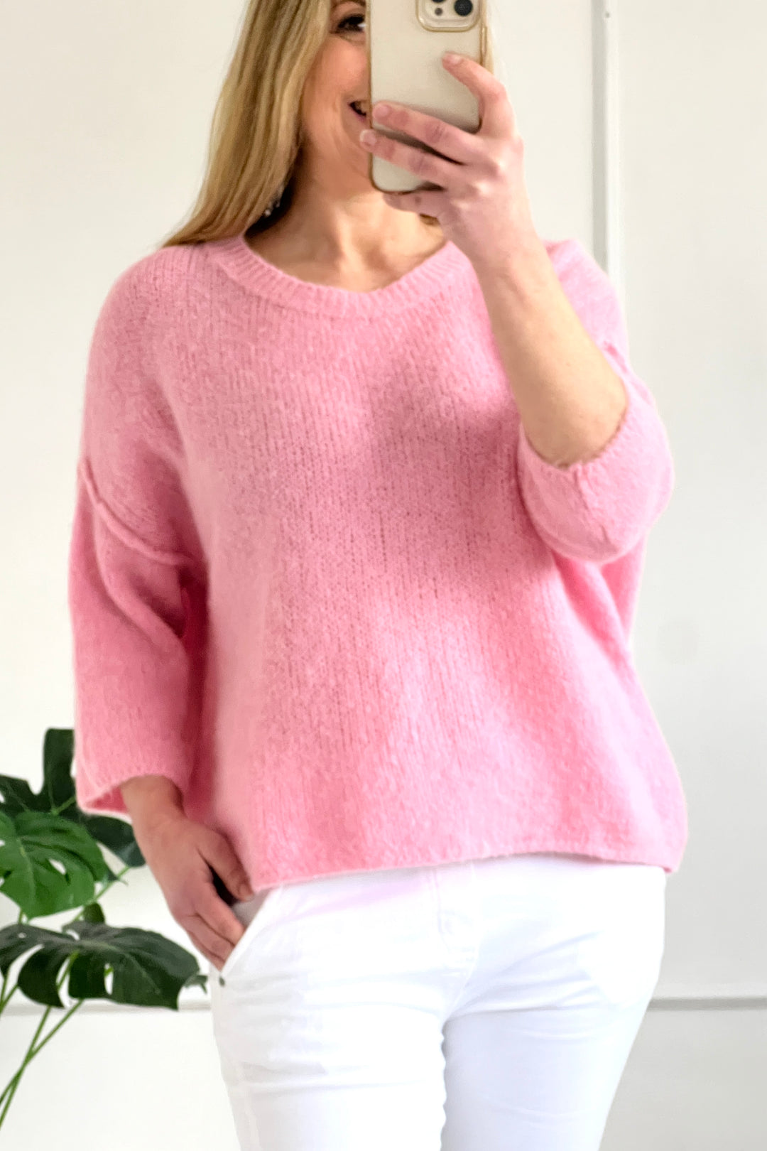 Isabella Boxy Knit Jumper | Pastel Pink
