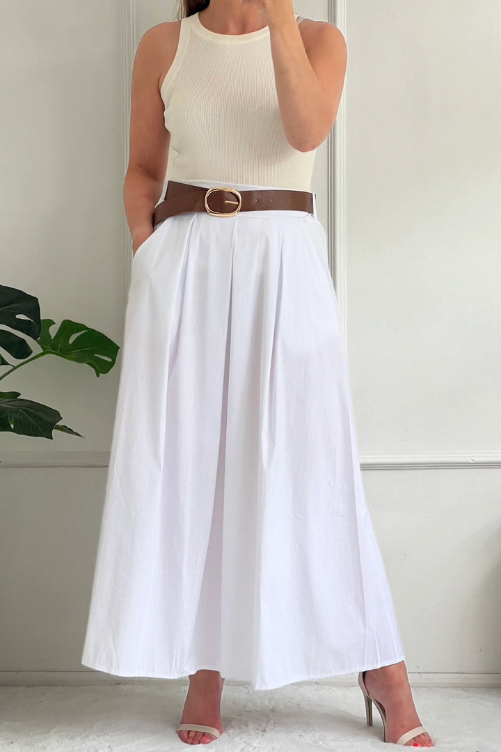 Daisy Cotton Maxi Skirt | White