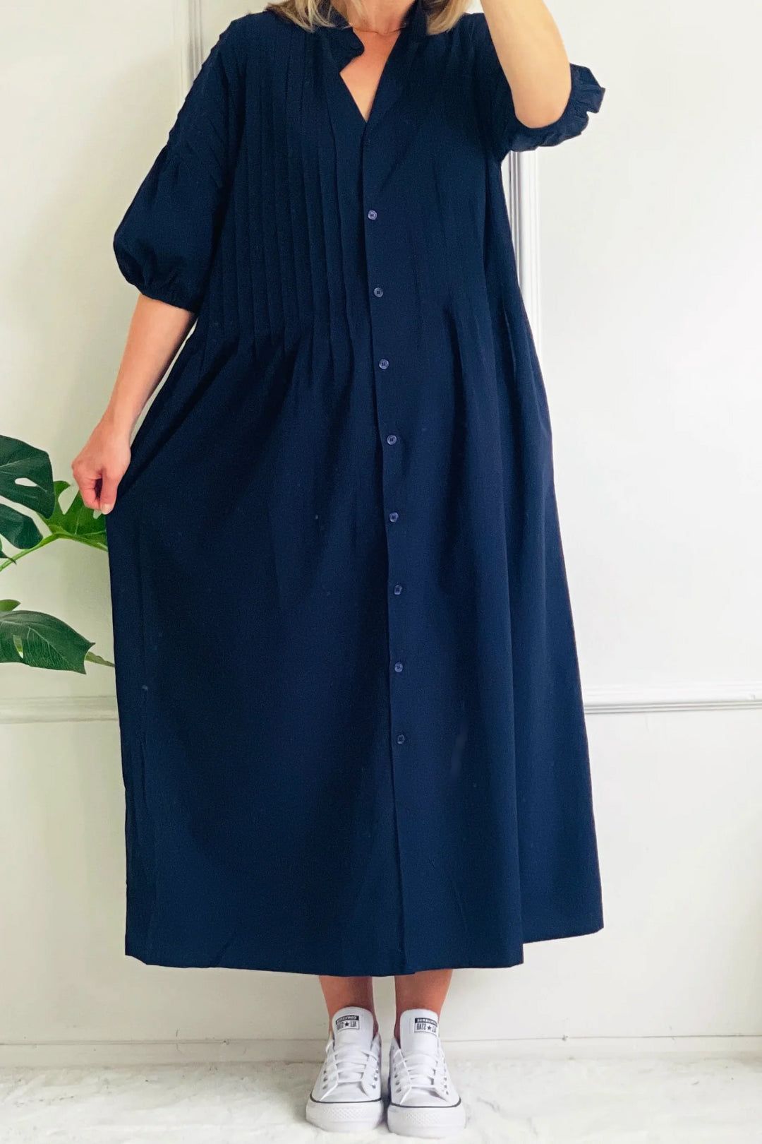 Diana Cotton Shirt Dress | Navy