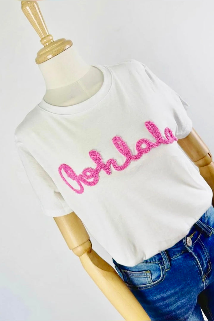 Ooh La La T Shirt | White x Pink