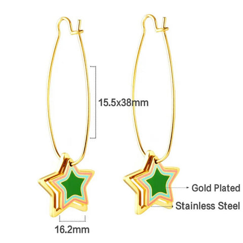 Star Hoops | Gold x Green