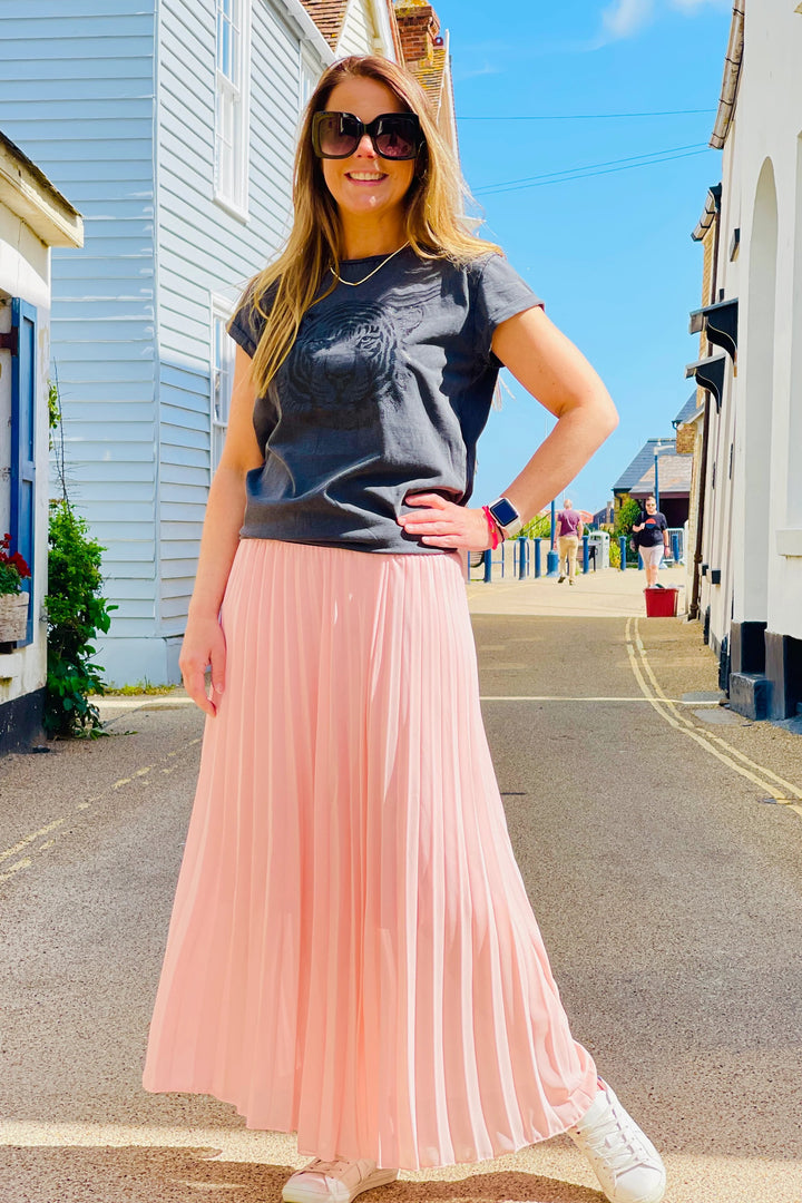 Pleated Maxi Skirt | Petal Pink