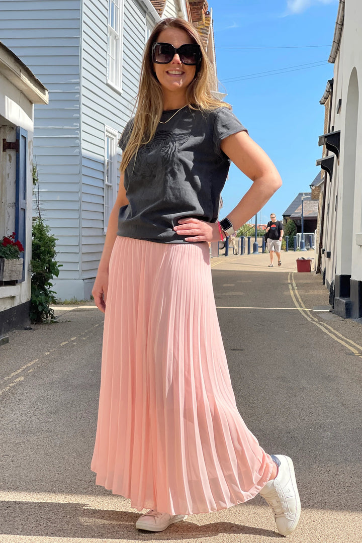 Pleated Maxi Skirt | Petal Pink