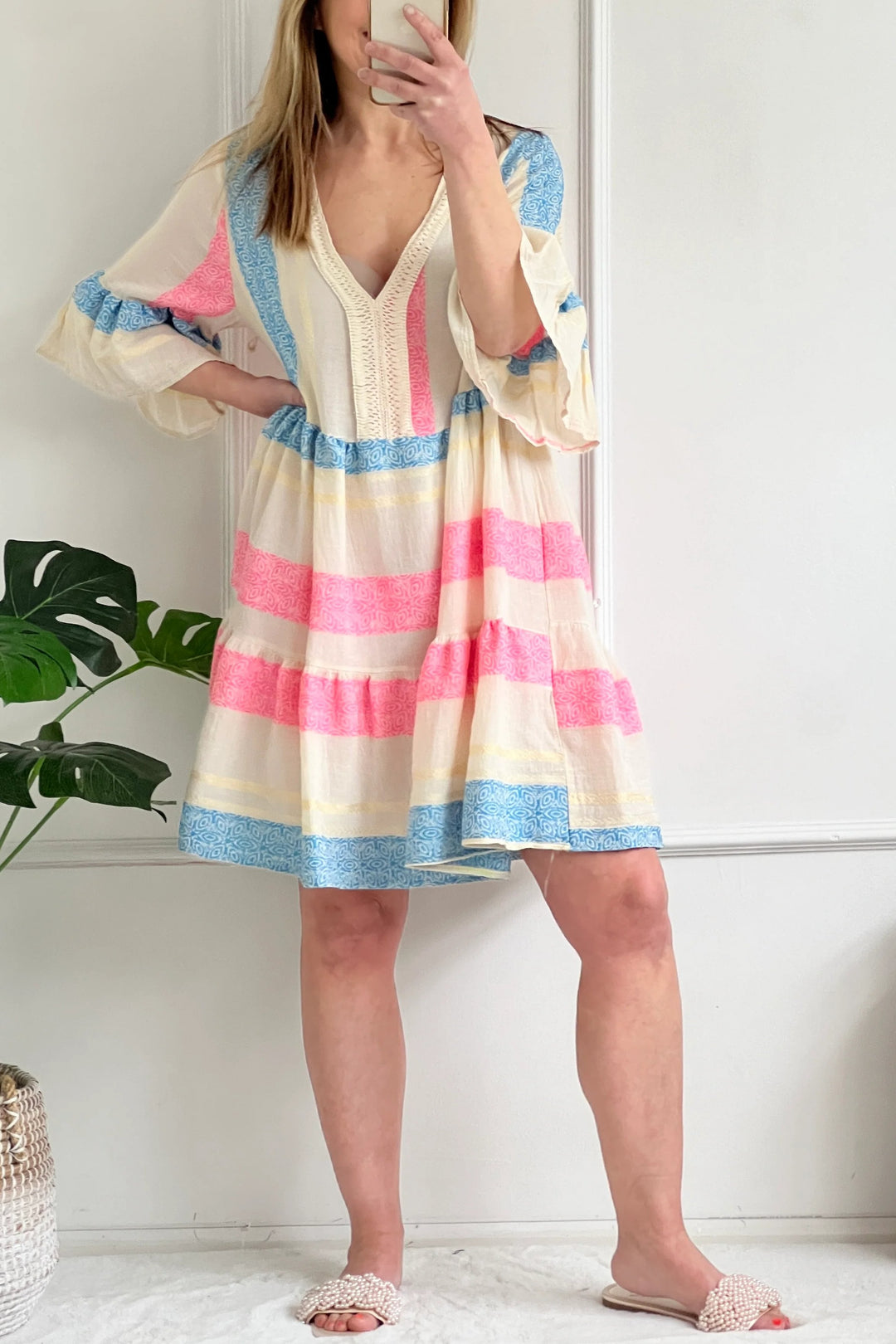 Brynn Boho Dress | Neon Pink x Blue