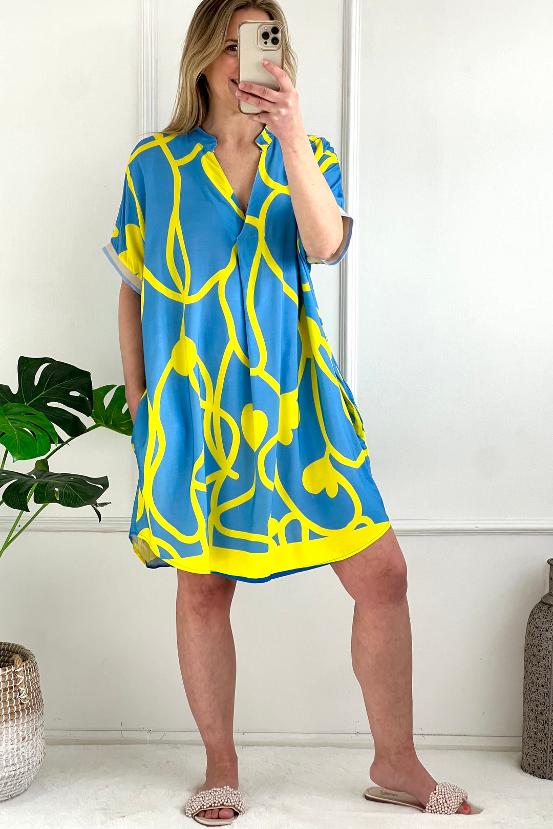Juni Dress | Sky Blue x Yellow