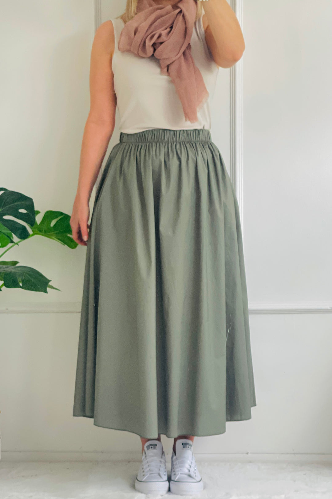 Laurel Cotton Maxi Skirt | Khaki