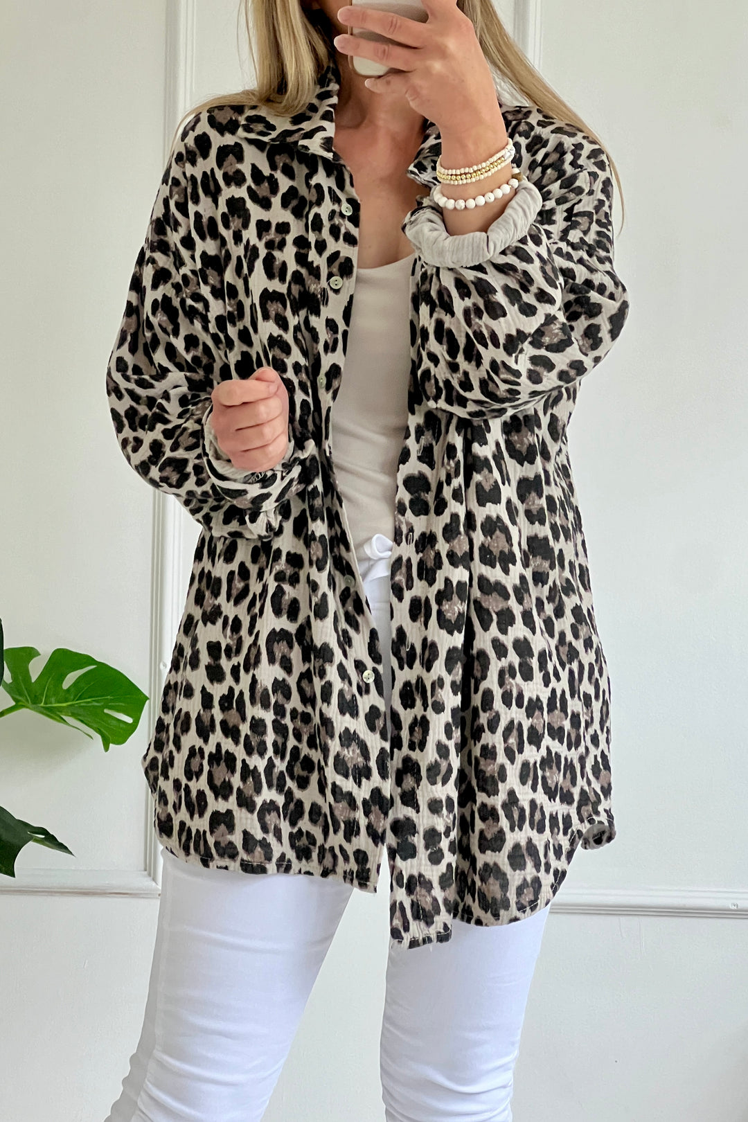 Sia Cotton Oversize Blouse | Leopard Print