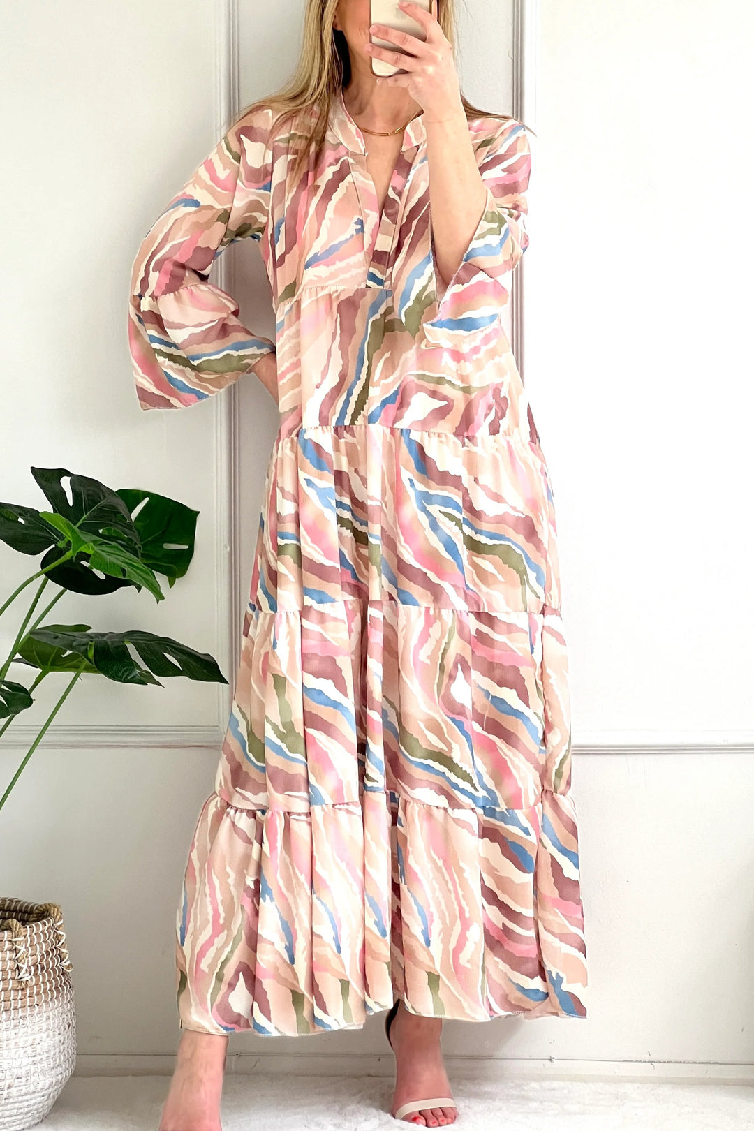 Erin Abstract Floral Maxi Dress | Taupes