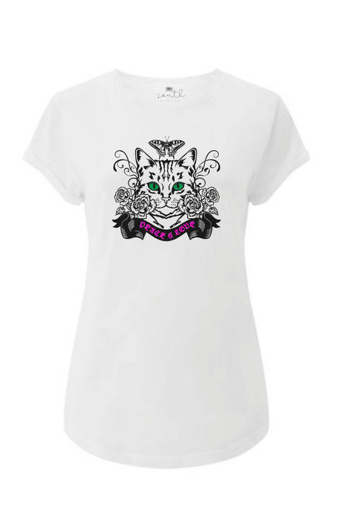 Flower Cat T Shirt | White