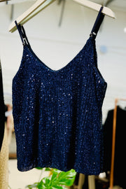 Sequin Cami | Available in Black, Champagne, Navy