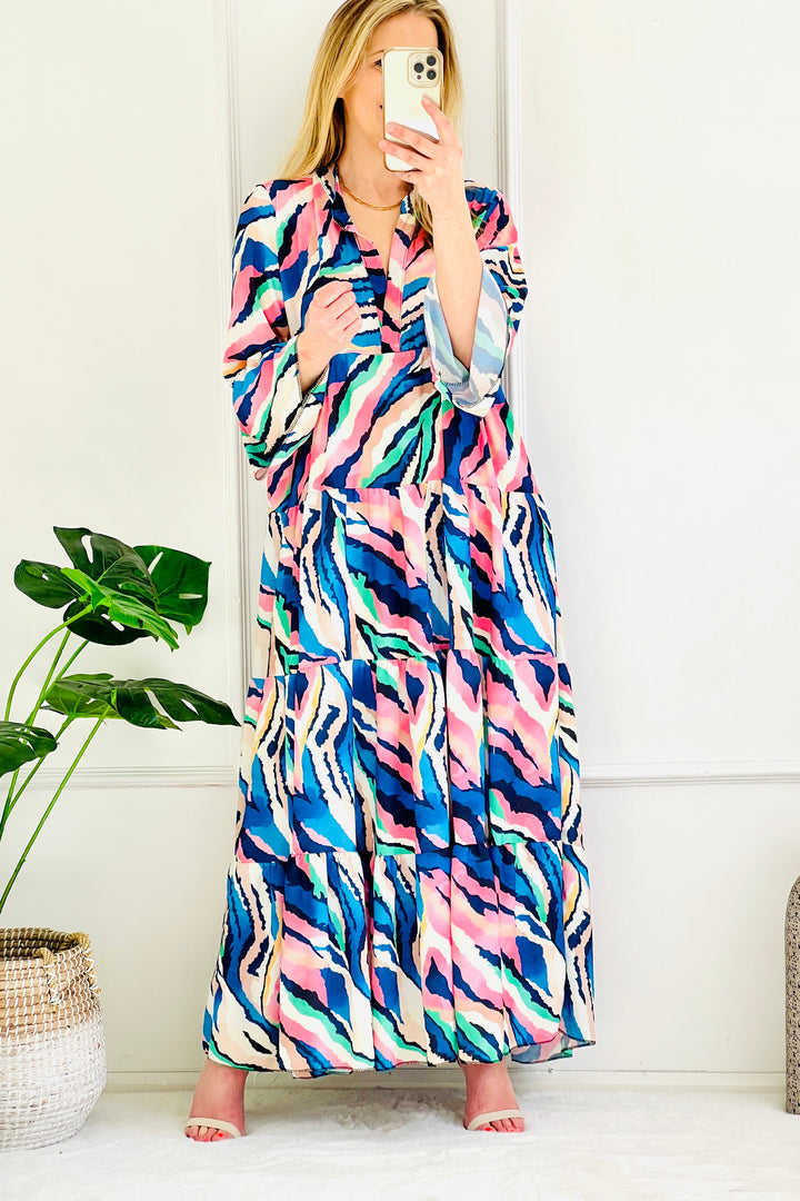Erin Abstract Floral Maxi Dress | Blues
